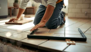 Step-by-step guide on how to install tile floors, showcasing essential tools and techniques.