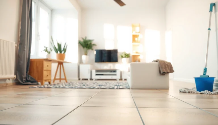 A clean tile floor demonstrating simple cleaning and care steps for maintenance.