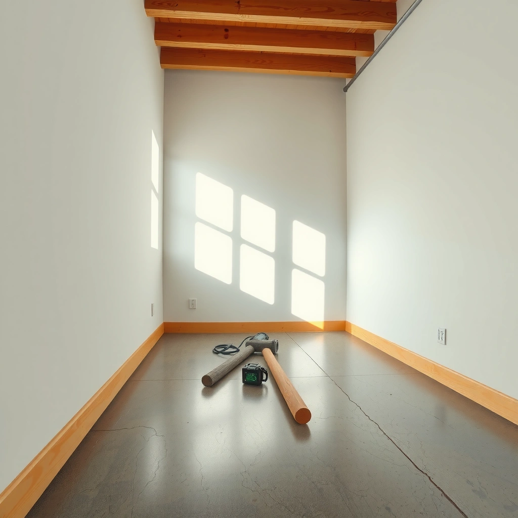 Essential tools and materials needed for installing baseboards on concrete floors.