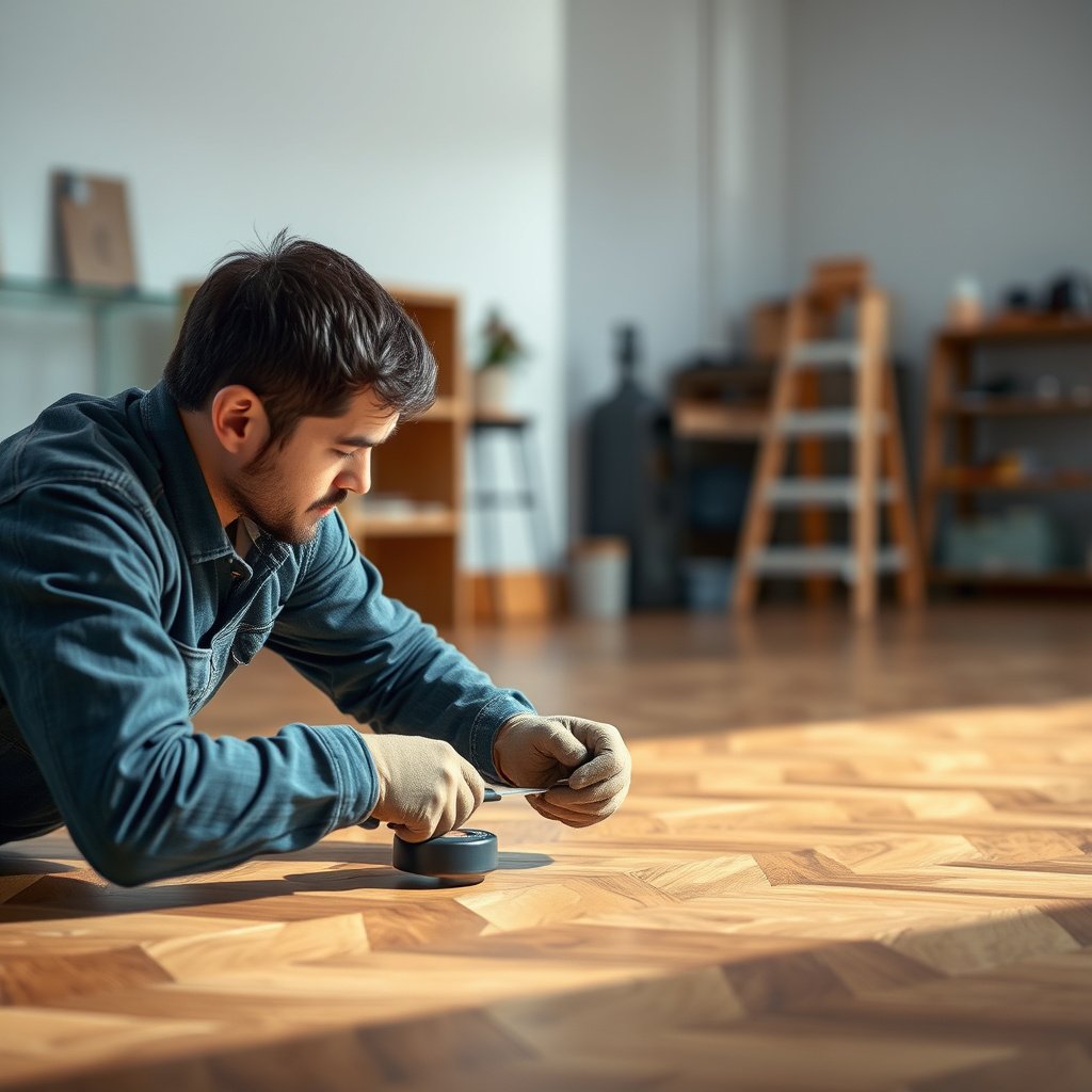 Essential tools and materials for repairing chevron floors and restoring their pattern.