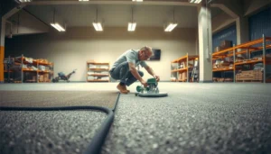 Step-by-step guide on how to trim commercial floors with tools and techniques.