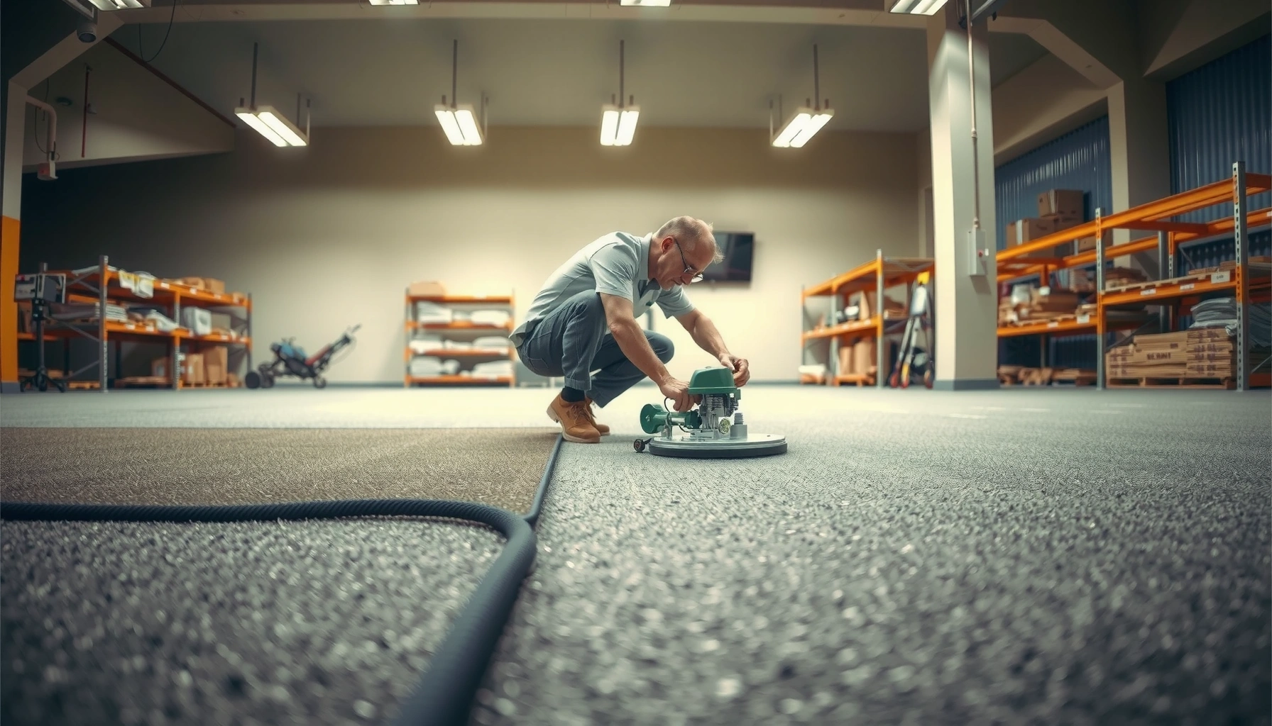 Step-by-step guide on how to trim commercial floors with tools and techniques.