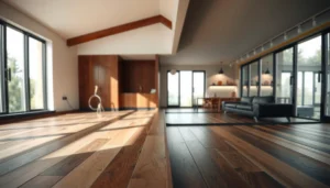 A person carefully trimming engineered wood floors to avoid damaging the edges.