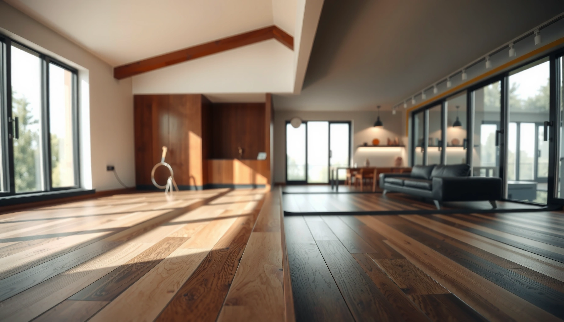 A person carefully trimming engineered wood floors to avoid damaging the edges.