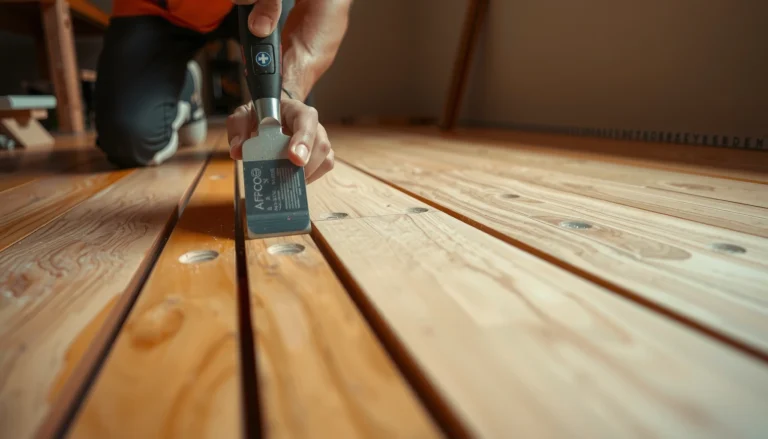 A person using a saw to trim hardwood floor edges for a clean finish in a home renovation project.