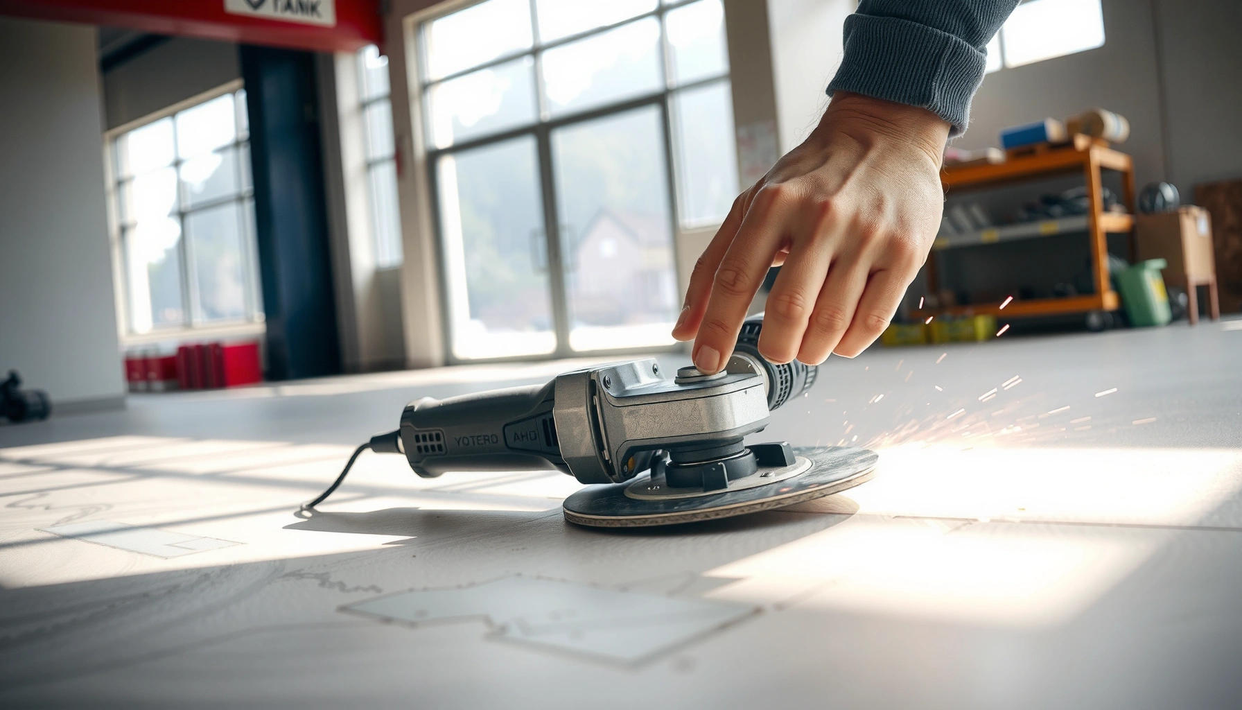 Step-by-step guide on how to trim polished concrete floors with tools and techniques.