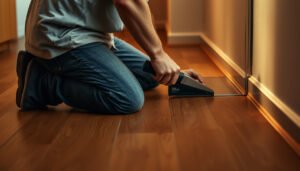 Step-by-step guide on trimming wood-look tile floors for a perfect finish.
