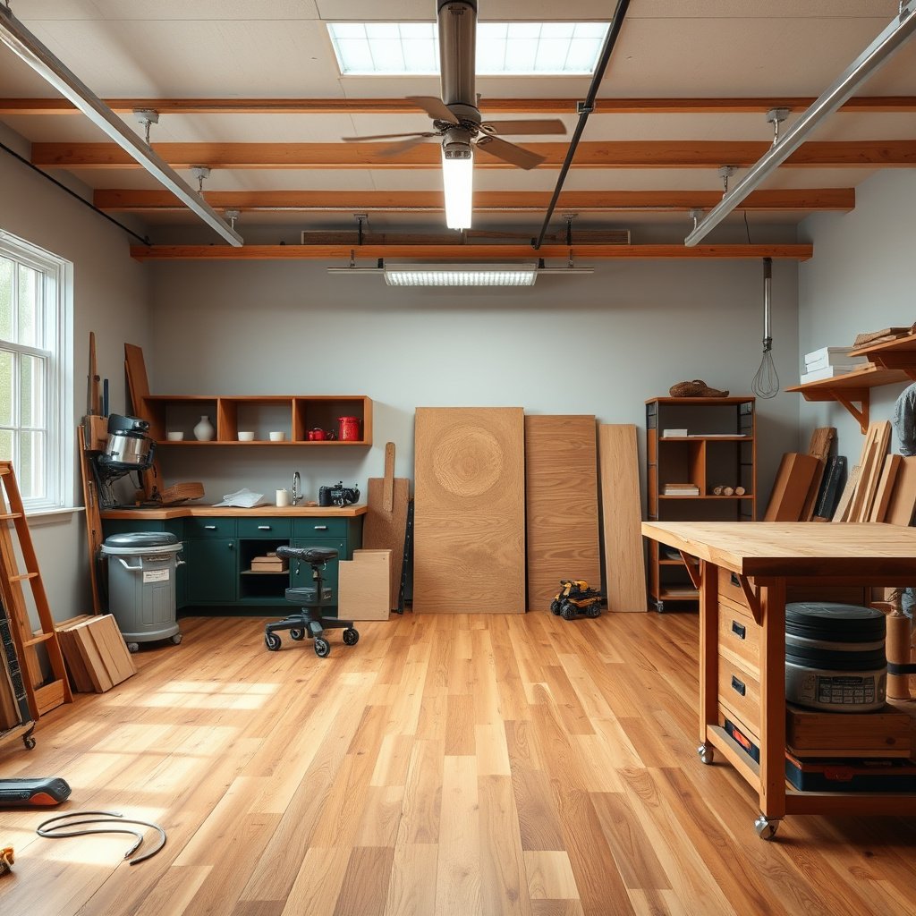 Image showing upgraded traction solutions for hardwood floors to reduce slip risks in a workshop.