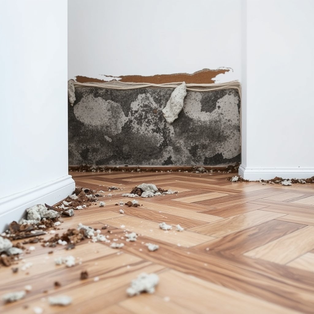 Proper installation of vapor barrier and underlayment for herringbone floors to prevent mold.