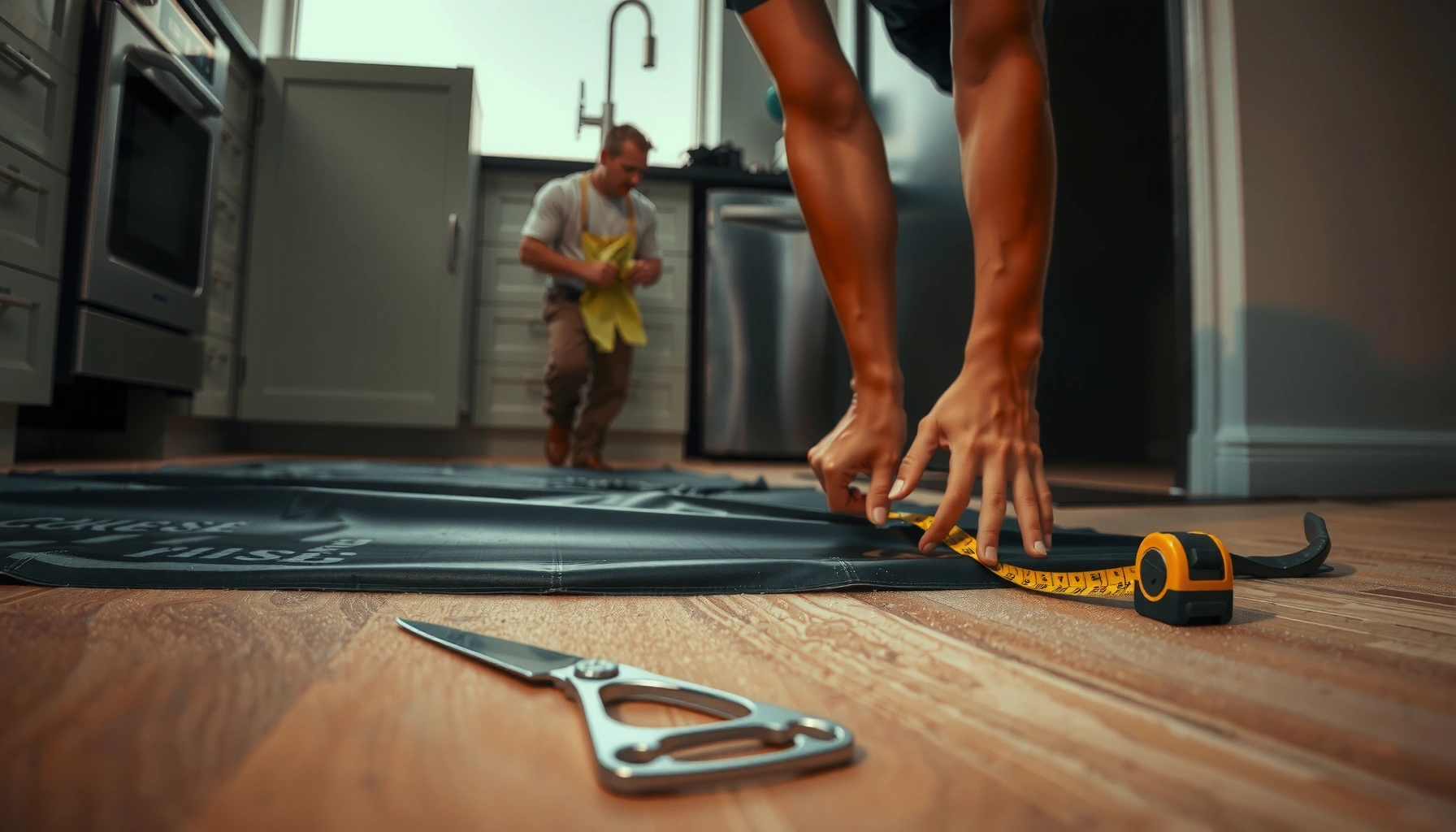 Step-by-step guide on how to install a vapor barrier under kitchen floors.