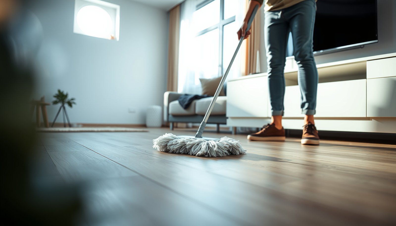 Tips for maintaining vinyl floors in an apartment, including cleaning and care techniques.