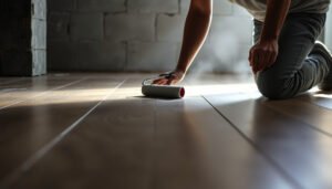 Step-by-step guide on waterproofing engineered wood floors in a basement.