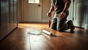 Step-by-step guide on waterproofing engineered wood floors in a mudroom environment.