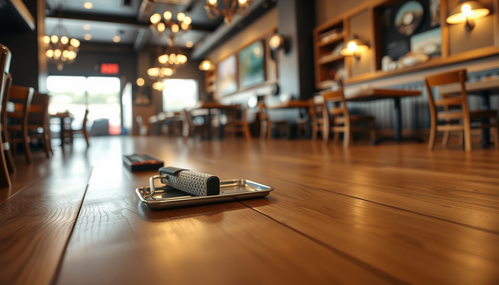 Step-by-step process for waterproofing hardwood floors in a restaurant setting.