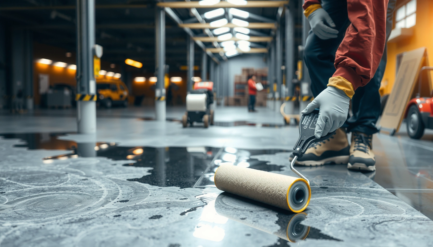 Step-by-step guide on how to waterproof industrial floors with tools and materials.