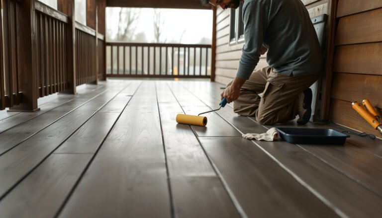 Step-by-step process of waterproofing vinyl flooring on a porch for enhanced durability