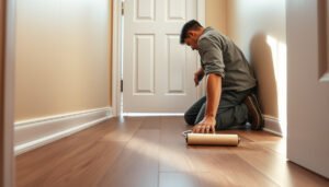 Step-by-step guide to waterproofing vinyl floors in a closet with materials and tools.