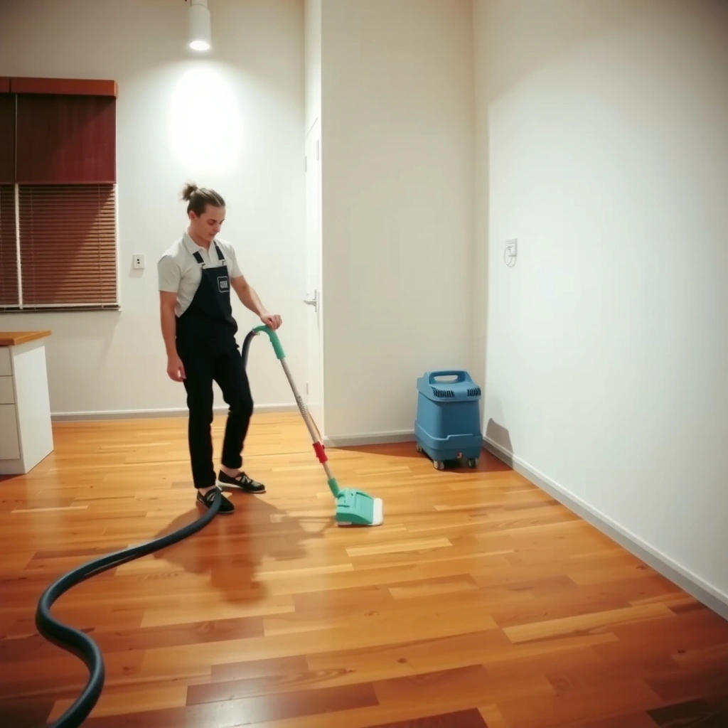 A person cleaning vinyl floors with a mop and bucket, demonstrating weekly maintenance tips.