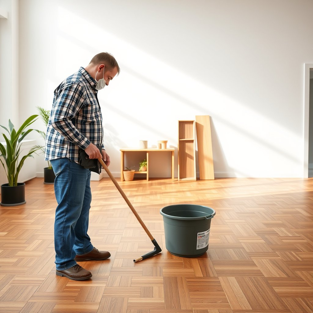 Image highlighting who should care for parquet floors and when to apply care tips.