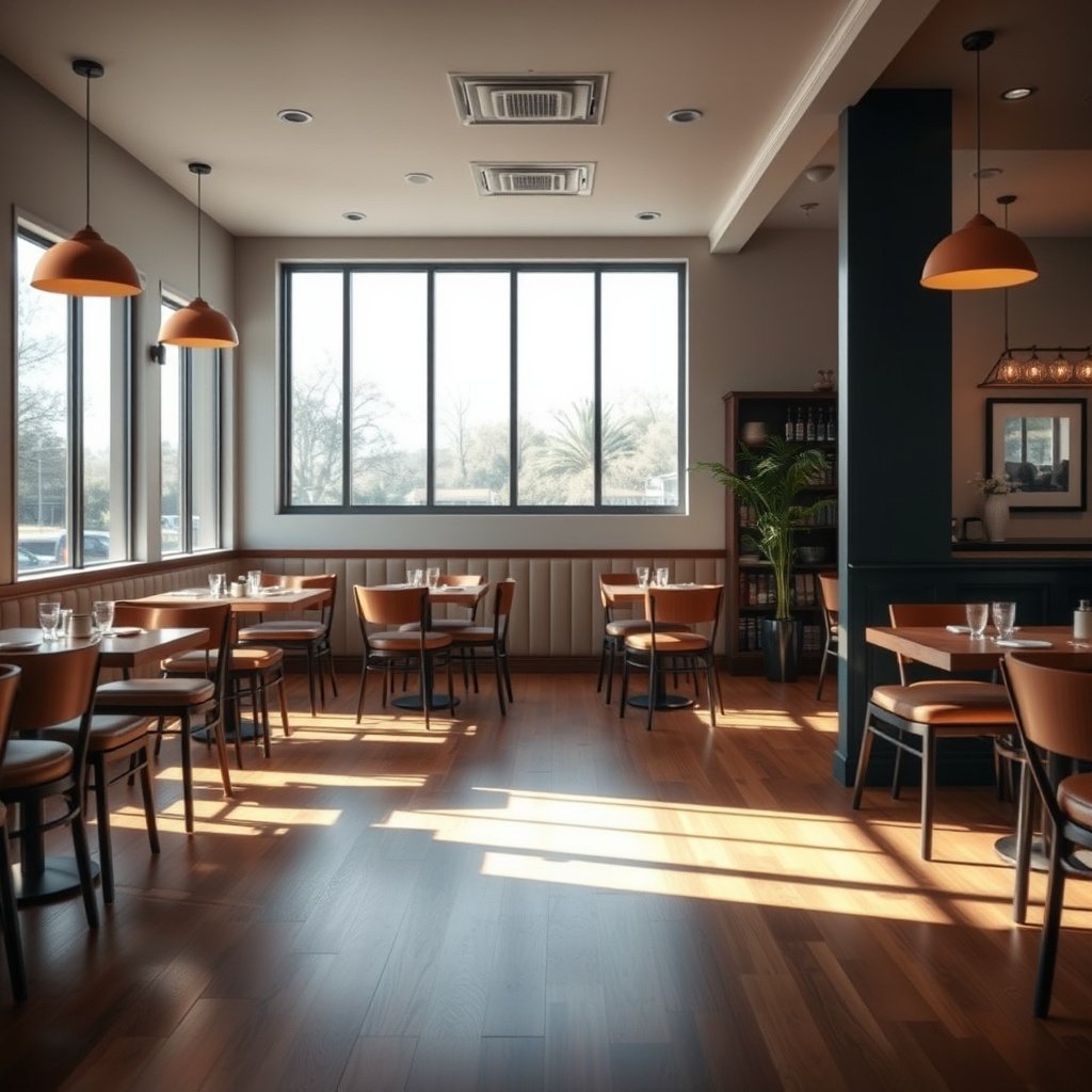 Graphic showing the importance of transitions around hardwood floors in restaurant settings.