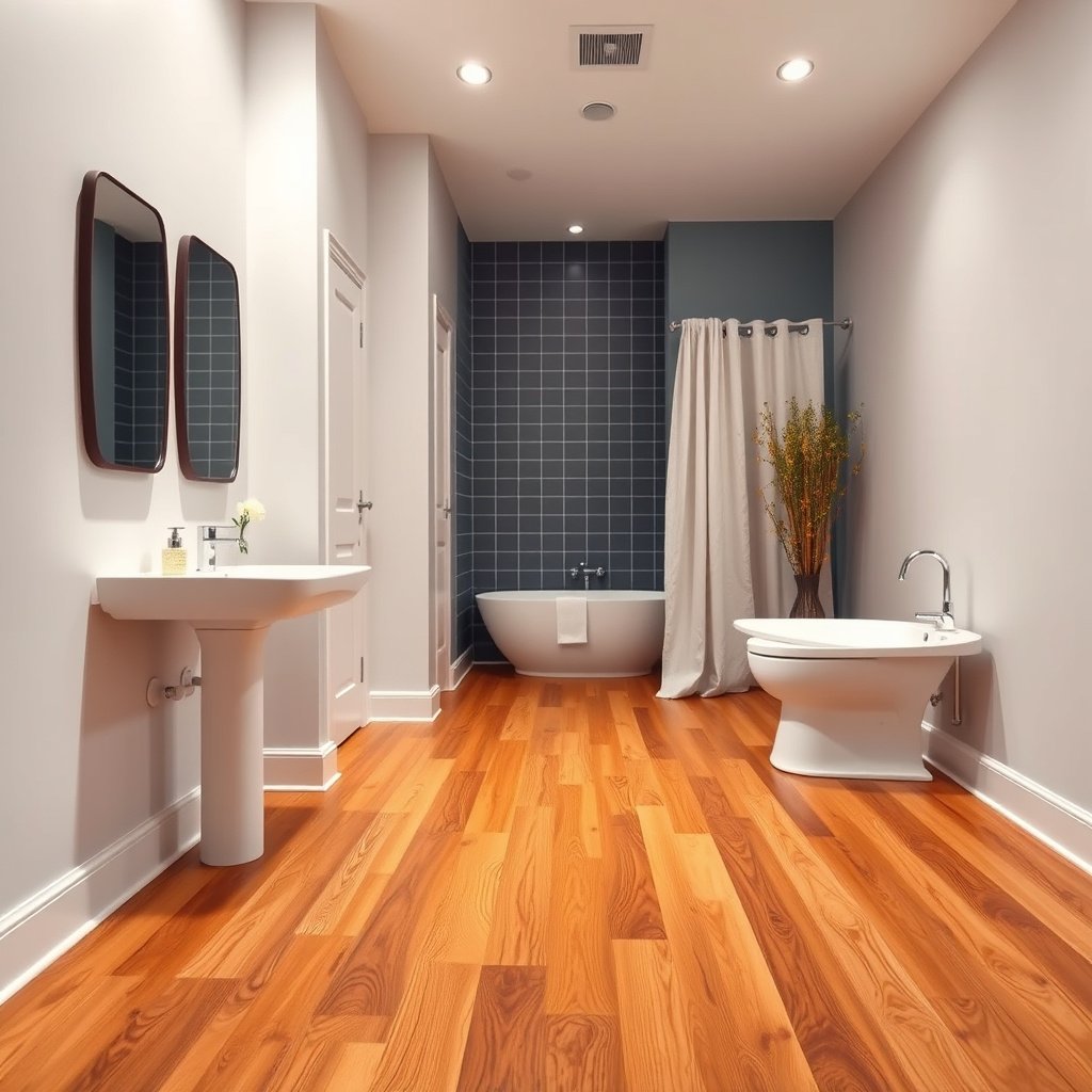 Image illustrating the target audience for cleaning hardwood floors in bathrooms