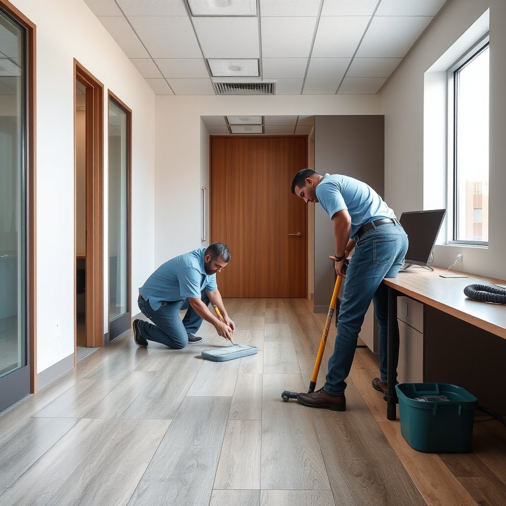 Infographic showing target audience for vinyl floor removal in commercial offices