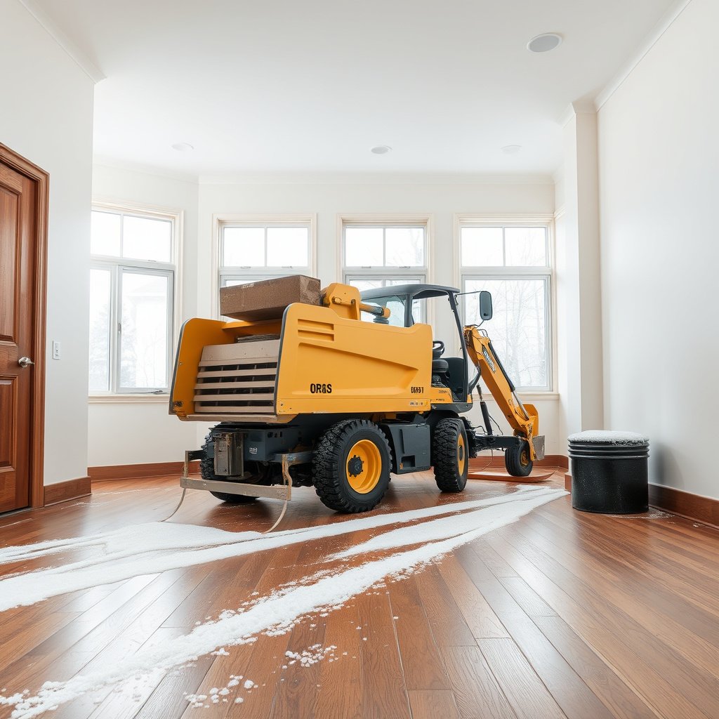 Image illustrating the target audience for safely clearing road salt from hardwood floors.