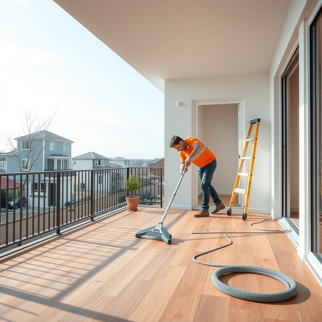 Audience for engineered wood floor removal from a balcony, highlighting safety and application scenarios